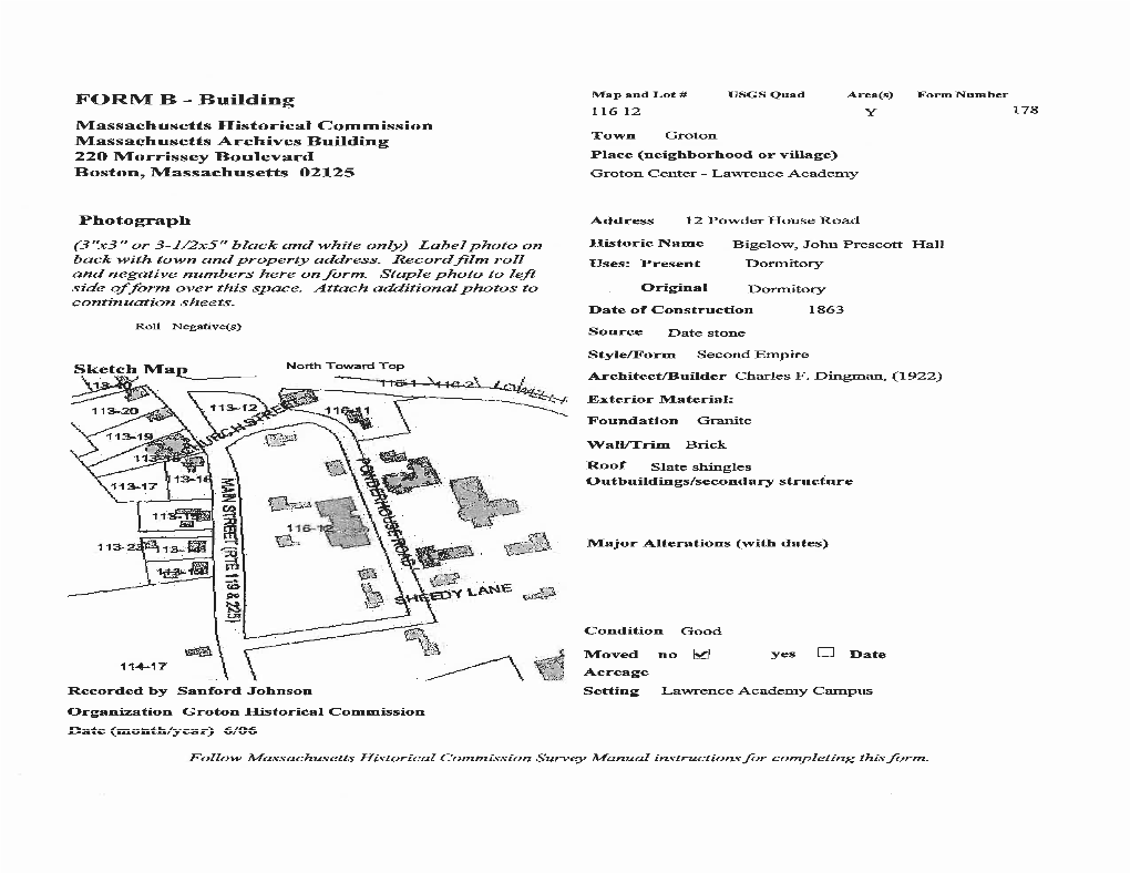 Community Wide Preservation Project, Segment 1, Vol. V, 12 Powder House Road