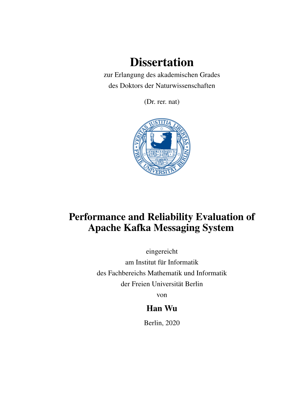 Dissertation Zur Erlangung Des Akademischen Grades Des Doktors Der Naturwissenschaften