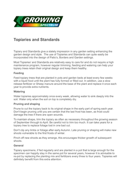 Topiaries and Standards