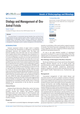 Etiology and Management of Oro-Antral Fistula