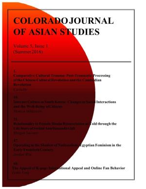 Colorado Journal of Asian Studies, Volume 5, Issue 1