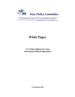 IPC: US Policy Options for Iran and Iranian Political