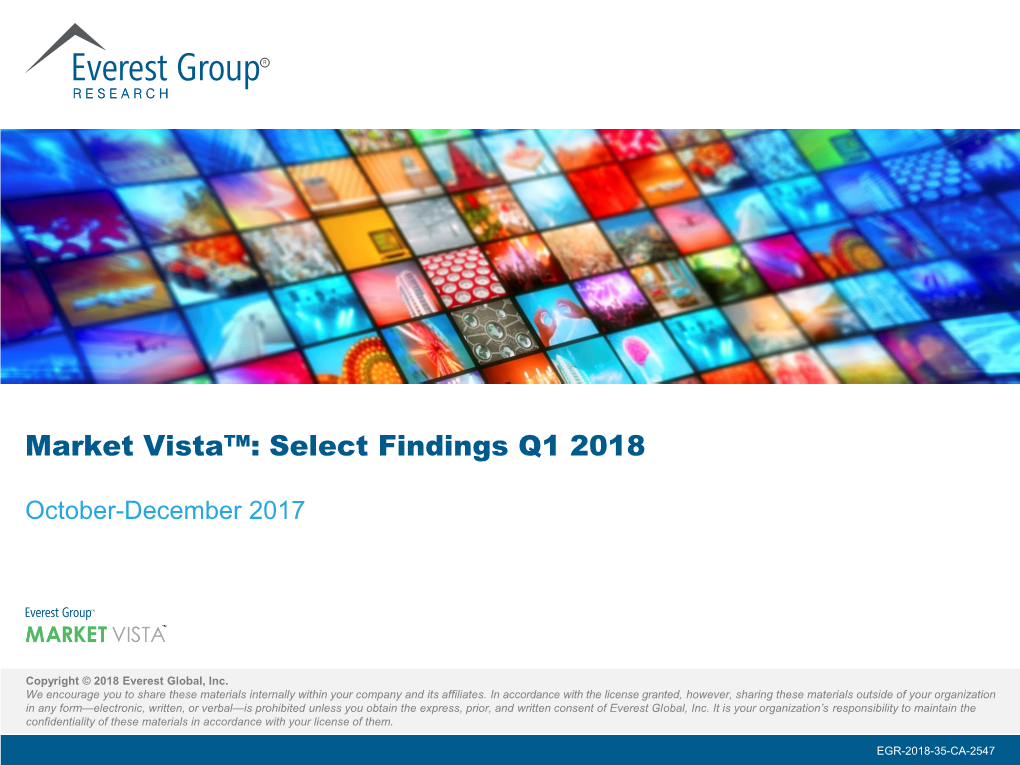 Market Vista™: Select Findings Q1 2018