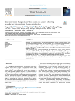 Gene Expression Changes in Cervical Squamous Cancers Following Neoadjuvant Interventional Chemoembolization