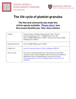 The Life Cycle of Platelet Granules