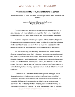 Harvard Extension School Commencement Speech