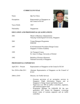 NG Tee Chiou Occupation: Representative of Singapore