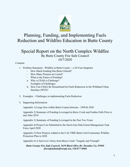 Planning, Funding, and Implementing Fuels Reduction and Wildfire Education in Butte County