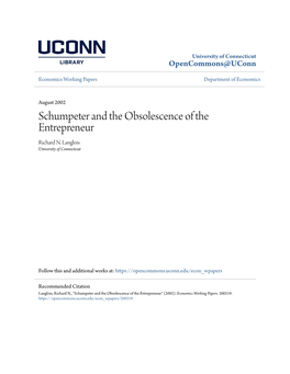 Schumpeter and the Obsolescence of the Entrepreneur Richard N