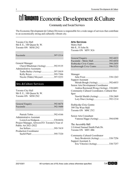 Economic Development & Culture Telephone Directory