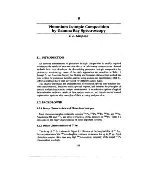 Plutonium Isotopic Composition by Gamma-Ray Spectroscopy Z E Sampson