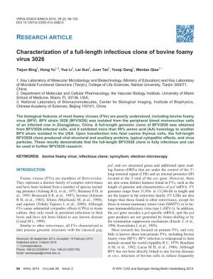 Characterization of a Full-Length Infectious Clone of Bovine Foamy Virus 3026