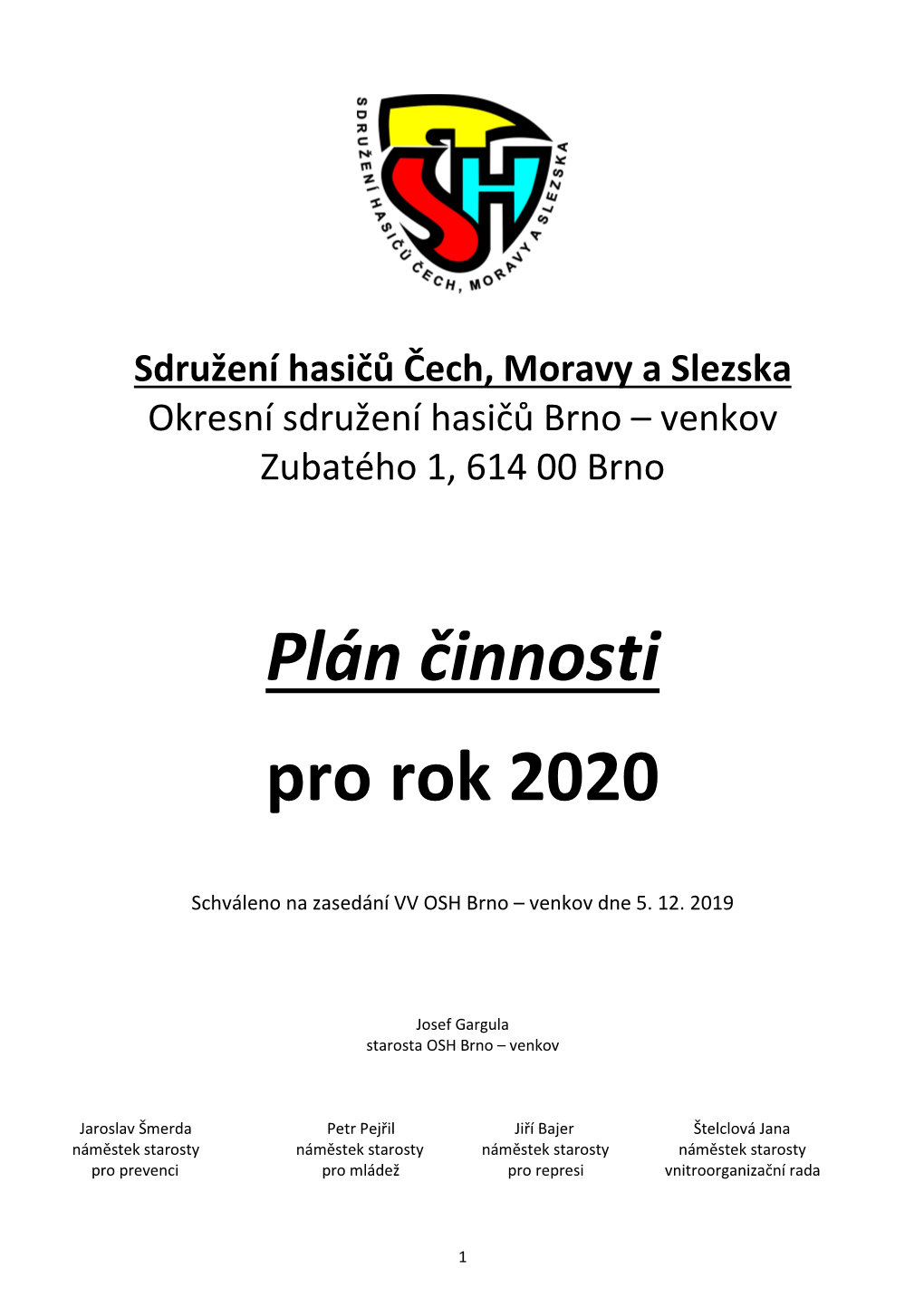 Plán Činnosti Pro Rok 2020