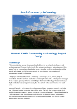 Avoch Community Archaeology Ormond Castle Community