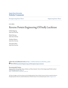 Reverse Protein Engineering of Firefly Luciferase Kahler Bugtong Santa Clara Univeristy