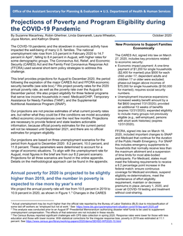 Projections of Poverty and Program Eligibility During the COVID-19