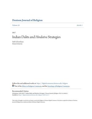 Indian Dalits and Hindutva Strategies Seth Schoenhaus Denison University