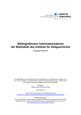 Bibliografischer Informationsdienst 02/2019