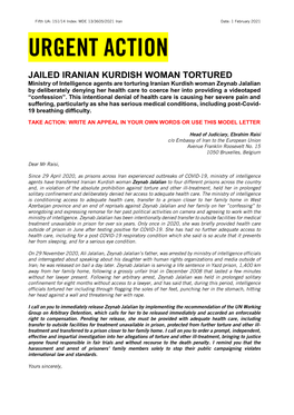 Jailed Iranian Kurdish Woman Tortured: Zeynab Jalalian