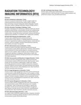 Radiation Technology/Imaging Informatics (RTII) 1