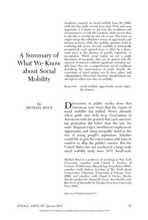 A Summary of What We Know About Social Mobility