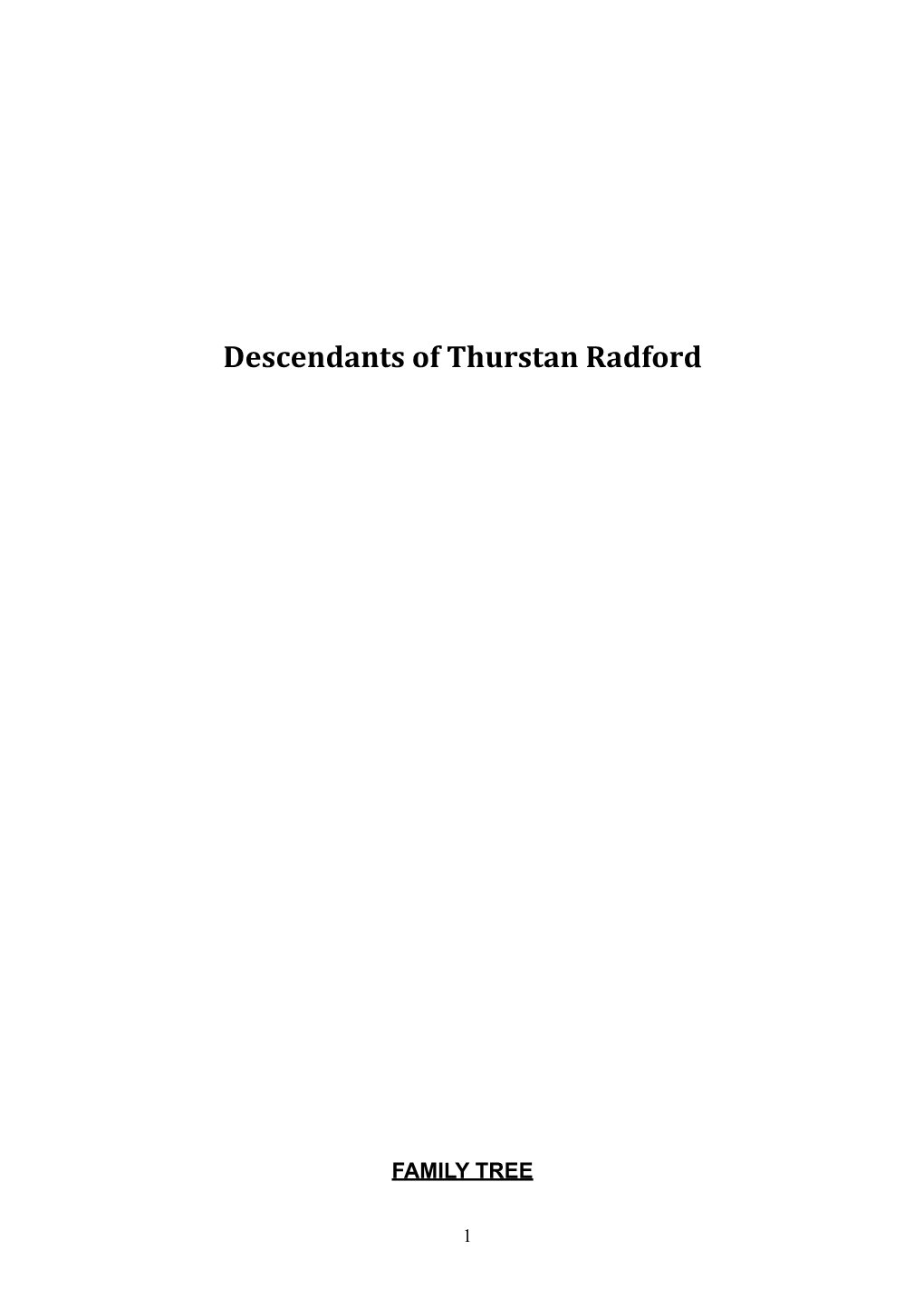 Descendants of Thurstan Radford