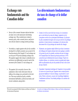 Exchange Rate Fundamentals and the Canadian Dollar