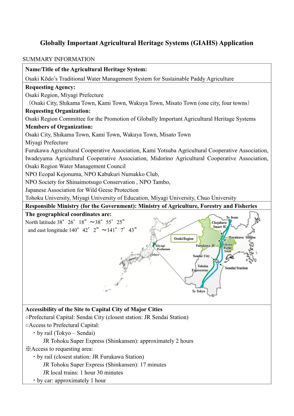 Globally Important Agricultural Heritage Systems (GIAHS) Application