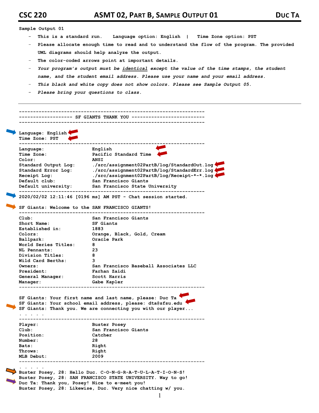 Csc 220 Asmt 02, Part B, Sample Output 01 Duc Ta