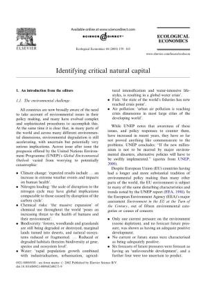 Identifying Critical Natural Capital