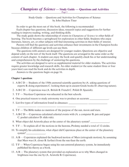 Study Guide — Questions and Activities Page 1