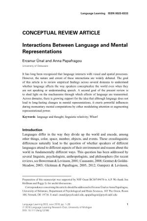 Interactions Between Language and Mental Representations