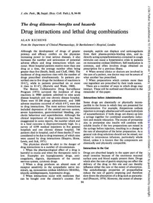 Drug Interactions and Lethal Drug Combinations