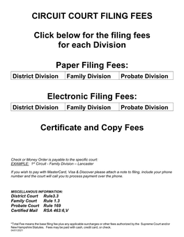 Circuit Court Filing Fees