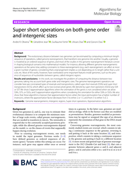 Super Short Operations on Both Gene Order and Intergenic Sizes Andre R