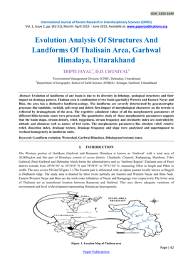 Evolution Analysis of Structures and Landforms of Thalisain Area, Garhwal Himalaya, Uttarakhand