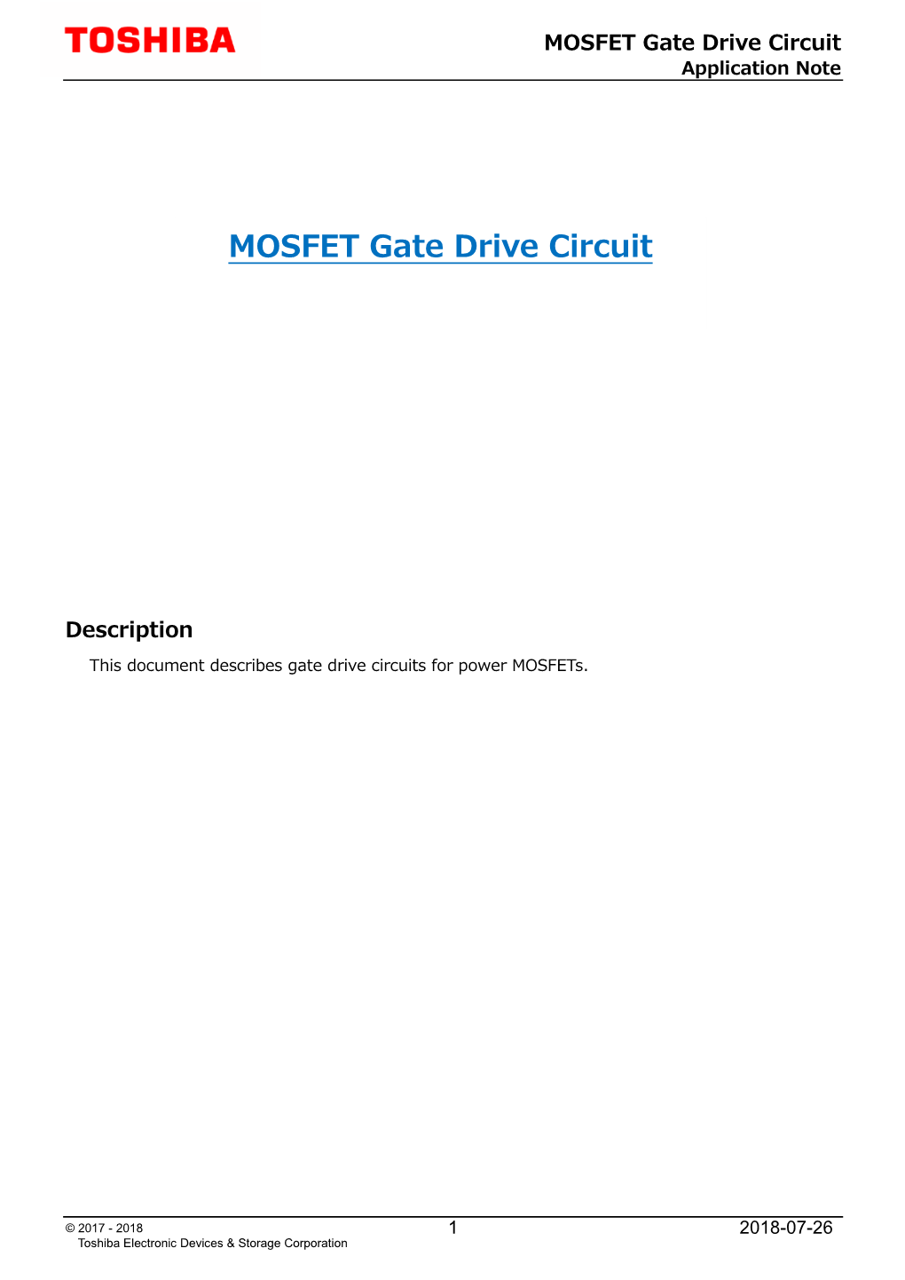 MOSFET Gate Drive Circuit Application Note