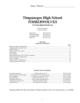 Timpanogos High School TIMBERWOLVES