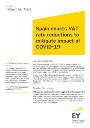 Spain Enacts VAT Rate Reductions to Mitigate Impact of COVID-19