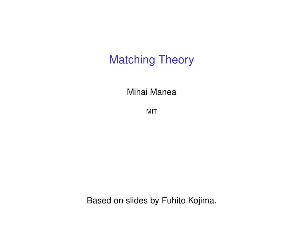 Matching Theory