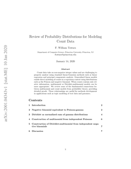 Review of Probability Distributions for Modeling Count Data