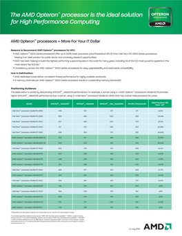 The AMD Opteron™ Processor Is the Ideal Solution for High Performance Computing