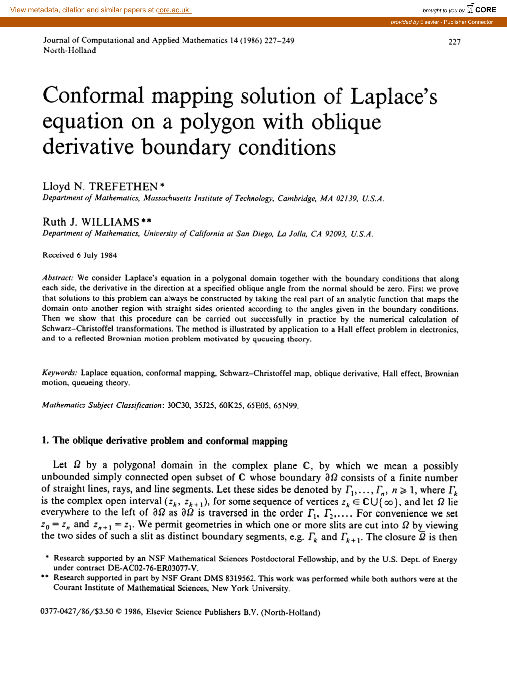 Conformal Mapping Solution of Laplace's Equation on a Polygon