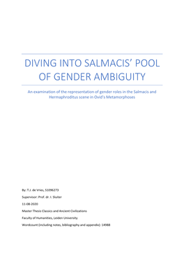 Diving Into SALMACIS' POOL of GENDER Ambiguity