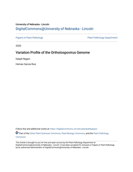 Variation Profile of the Orthotospovirus Genome
