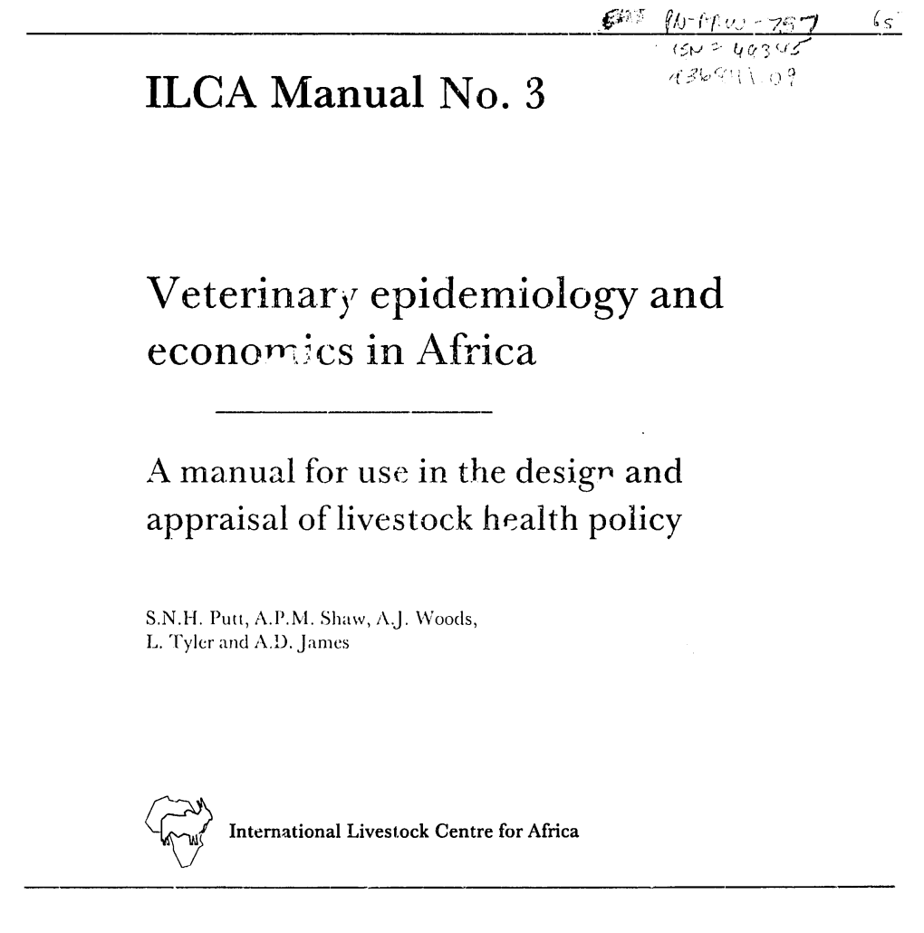 ILCA Manual No. 3 Veterinary Epidemiology and Econo-M.Cs In