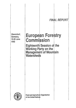 Food and Agricultu Organization of the United Nation EUROPEAN FORESTRY COMMISSION