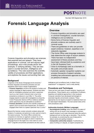 Forensic Language Analysis