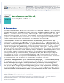 Consciousness and Morality