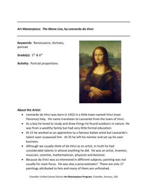 The Mona Lisa, by Leonardo Da Vinci Keywords